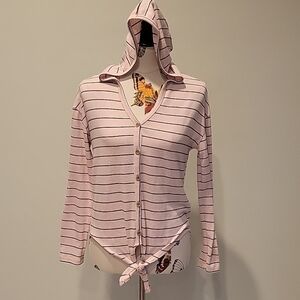 Almost FAMOUS pink and black striped top. Size small